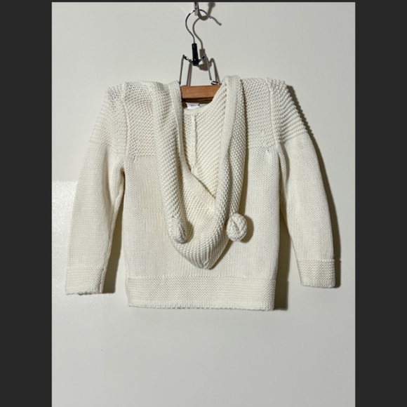 Gap knit white soft zip bear hooded cardigan sweater 3T - Picture 6 of 6
